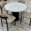 410 Royal Yuvarlak Masa Takımı - Beyaz/Ceviz Ayak  